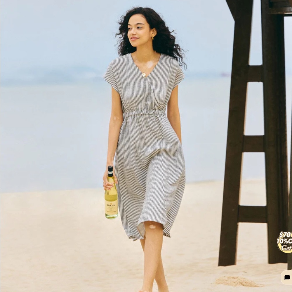 Grae Cove Striped Linen Midi Dress
